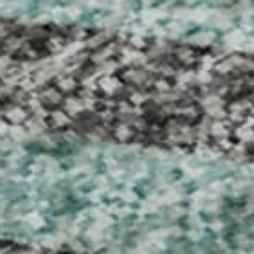 Teal Gray And Silver Striped Washable Area Rug With UV Protection Photo 2