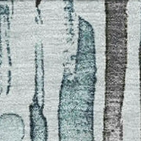 Teal Gray And Silver Striped Washable Area Rug With UV Protection Photo 2