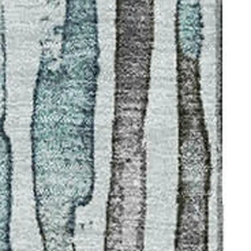 Teal Gray And Silver Striped Washable Area Rug With UV Protection Photo 2