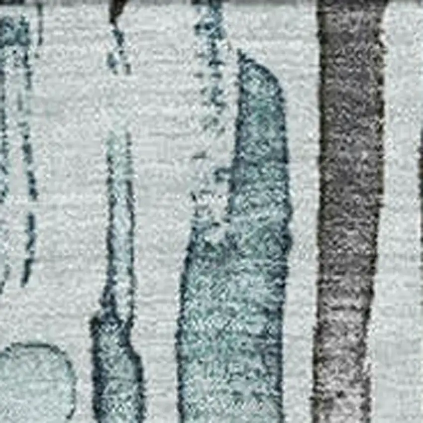 Teal Gray And Silver Striped Washable Area Rug With UV Protection Photo 2