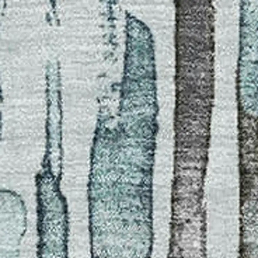 Teal Gray And Silver Striped Washable Area Rug With UV Protection Photo 2