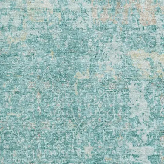 Teal Gray And Taupe Oriental Washable Area Rug With UV Protection Photo 2