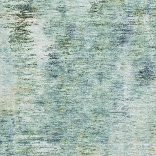Teal Green And Ivory Abstract Washable Area Rug With UV Protection Photo 3
