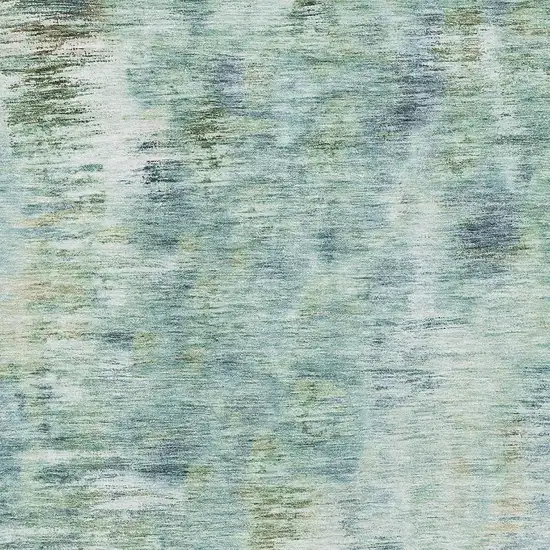 Teal Green And Ivory Abstract Washable Area Rug With UV Protection Photo 3