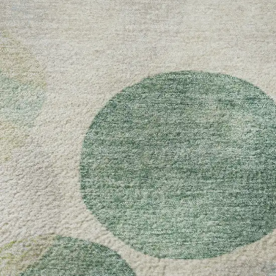 Teal Green And Ivory Geometric Washable Area Rug With UV Protection Photo 8