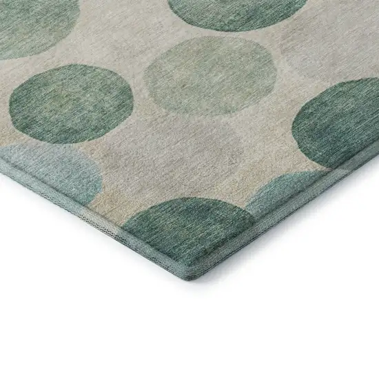 Teal Green And Ivory Geometric Washable Area Rug With UV Protection Photo 8