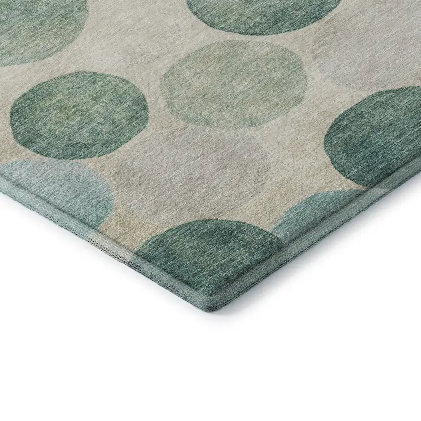 Teal Green And Ivory Geometric Washable Area Rug With UV Protection Photo 8