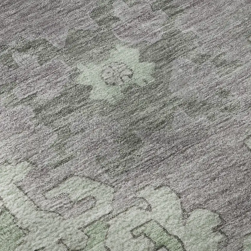 Teal Green And Lavender Oriental Washable Area Rug With UV Protection Photo 8