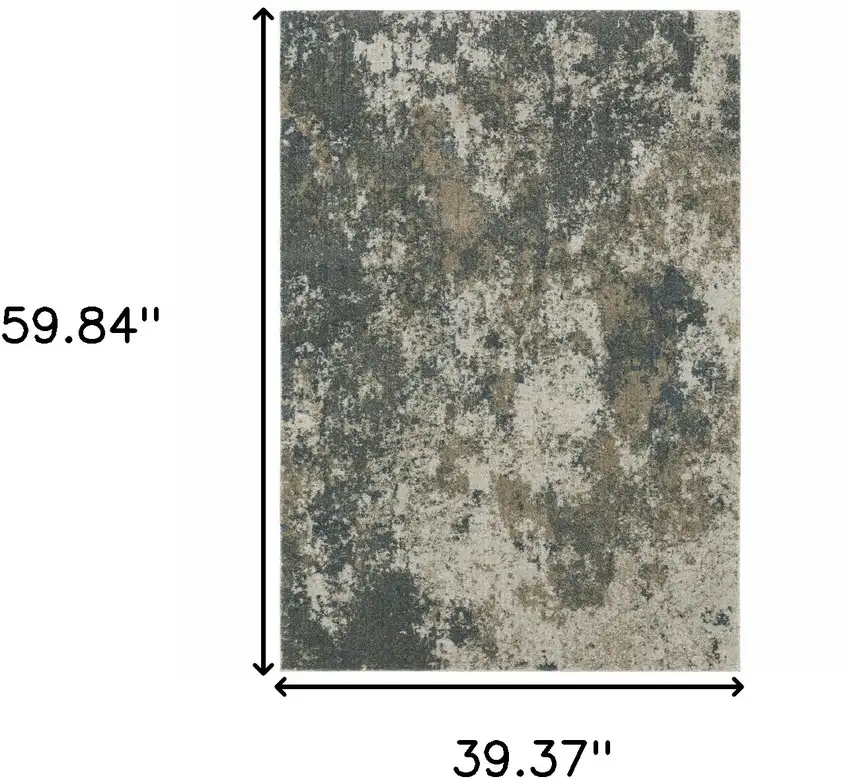 Teal Grey Tan And Beige Abstract Power Loom Stain Resistant Area Rug Photo 10