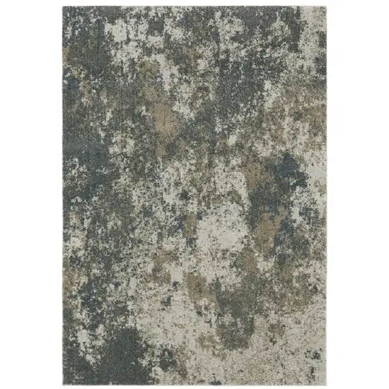 Tan and Gray Abstract Power Loom Area Rug Photo 2