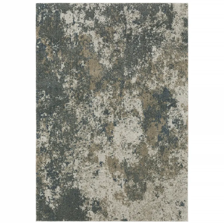 Teal Grey Tan And Beige Abstract Power Loom Stain Resistant Area Rug Photo 4