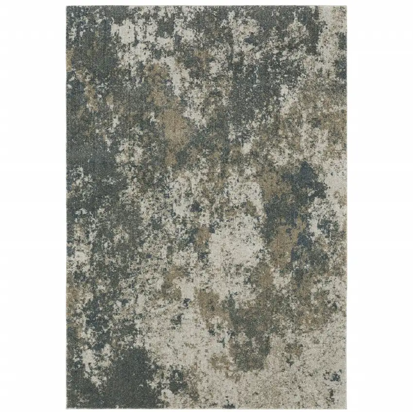 Tan and Gray Abstract Power Loom Area Rug Photo 2
