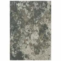 Photo of Teal Grey Tan And Beige Abstract Power Loom Stain Resistant Area Rug