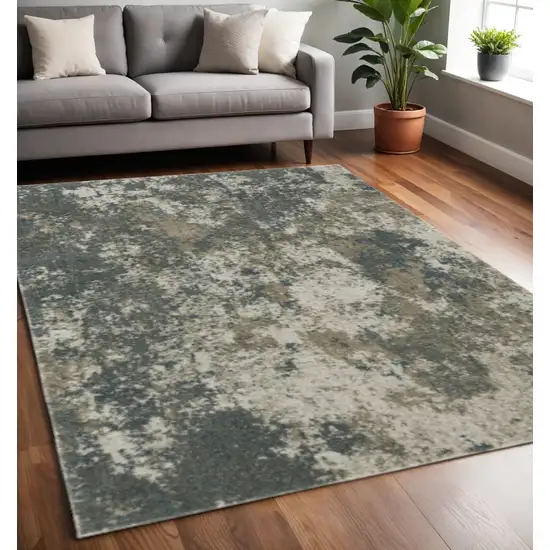 Tan and Gray Abstract Power Loom Area Rug Photo 1