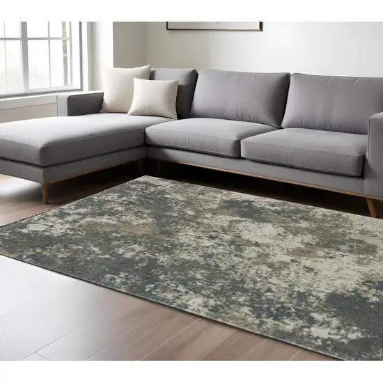Tan and Gray Abstract Power Loom Area Rug Photo 1
