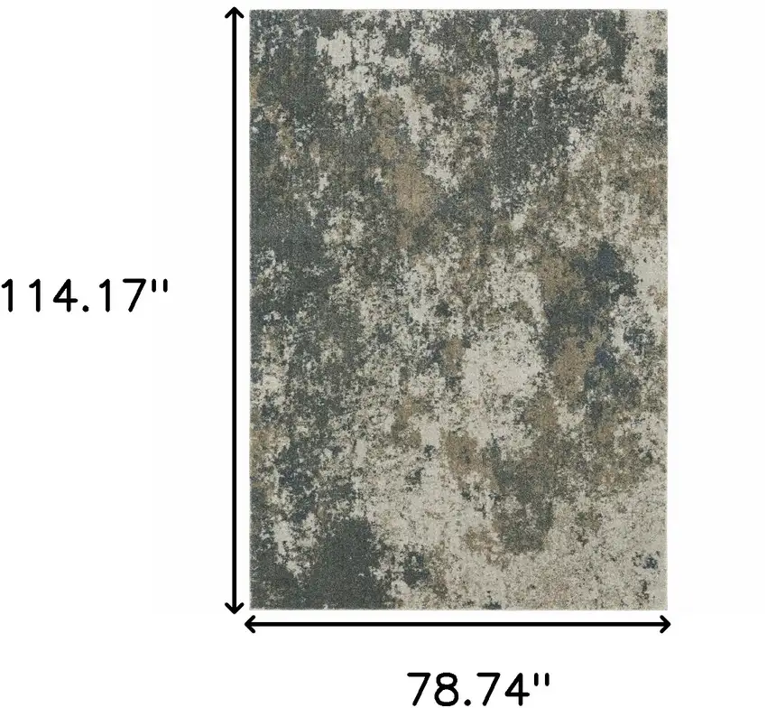 Teal Grey Tan And Beige Abstract Power Loom Stain Resistant Area Rug Photo 10