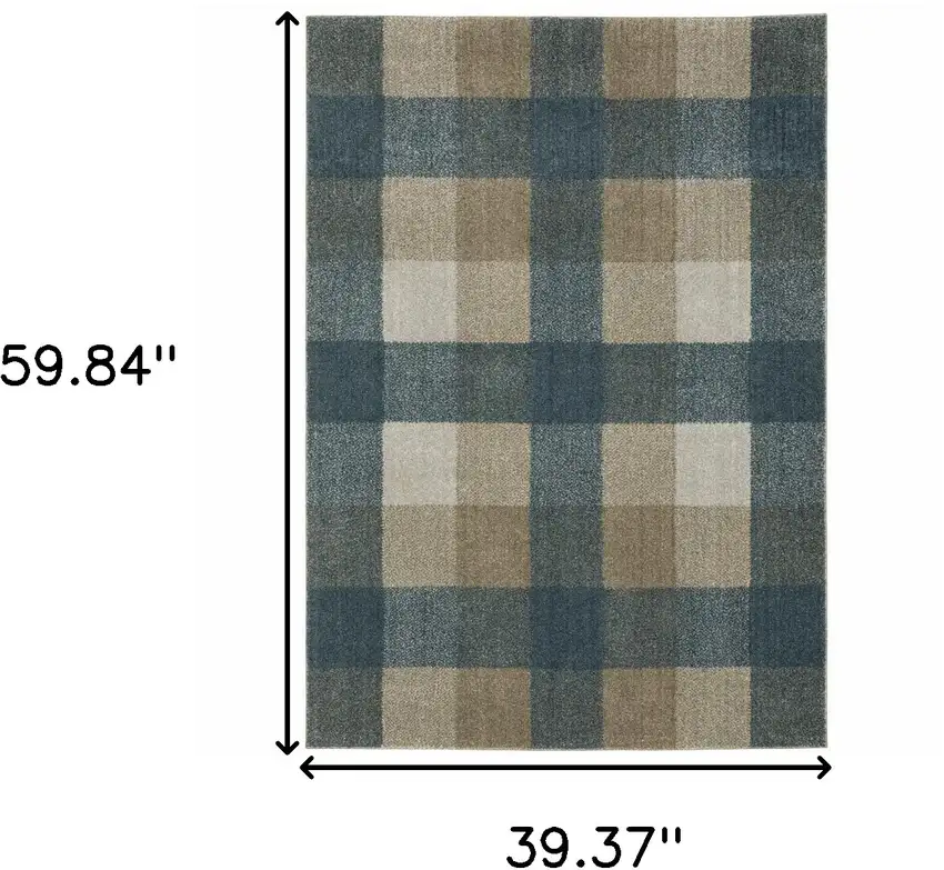 Tan and Gray Geometric Power Loom Area Rug Photo 3