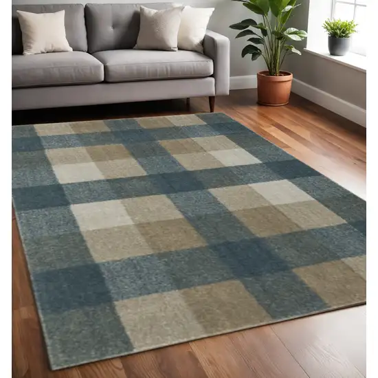 Tan and Gray Geometric Power Loom Area Rug Photo 1