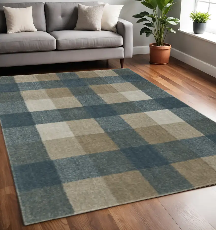 Tan and Gray Geometric Power Loom Area Rug Photo 1