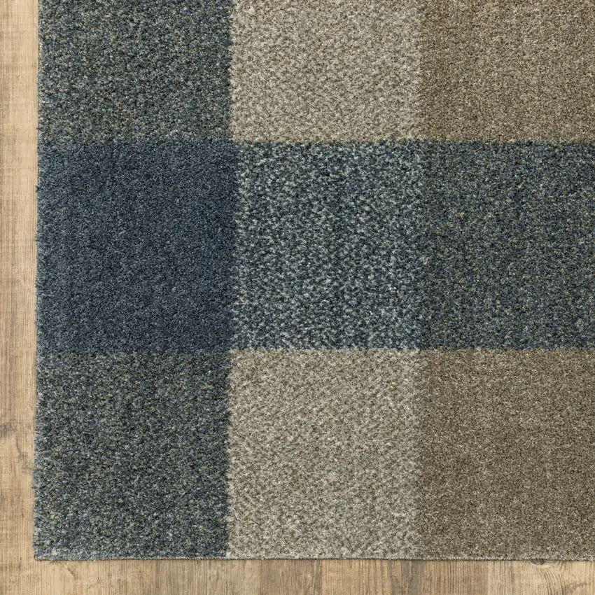 Teal Grey Tan And Beige Geometric Power Loom Stain Resistant Area Rug Photo 7