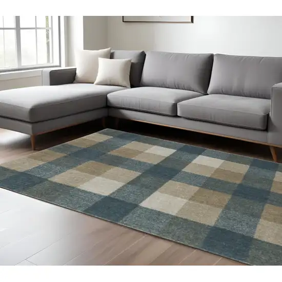 Tan and Gray Geometric Power Loom Area Rug Photo 1