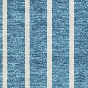 Photo of Teal Ivory And Aqua Striped Washable Area Rug With UV Protection