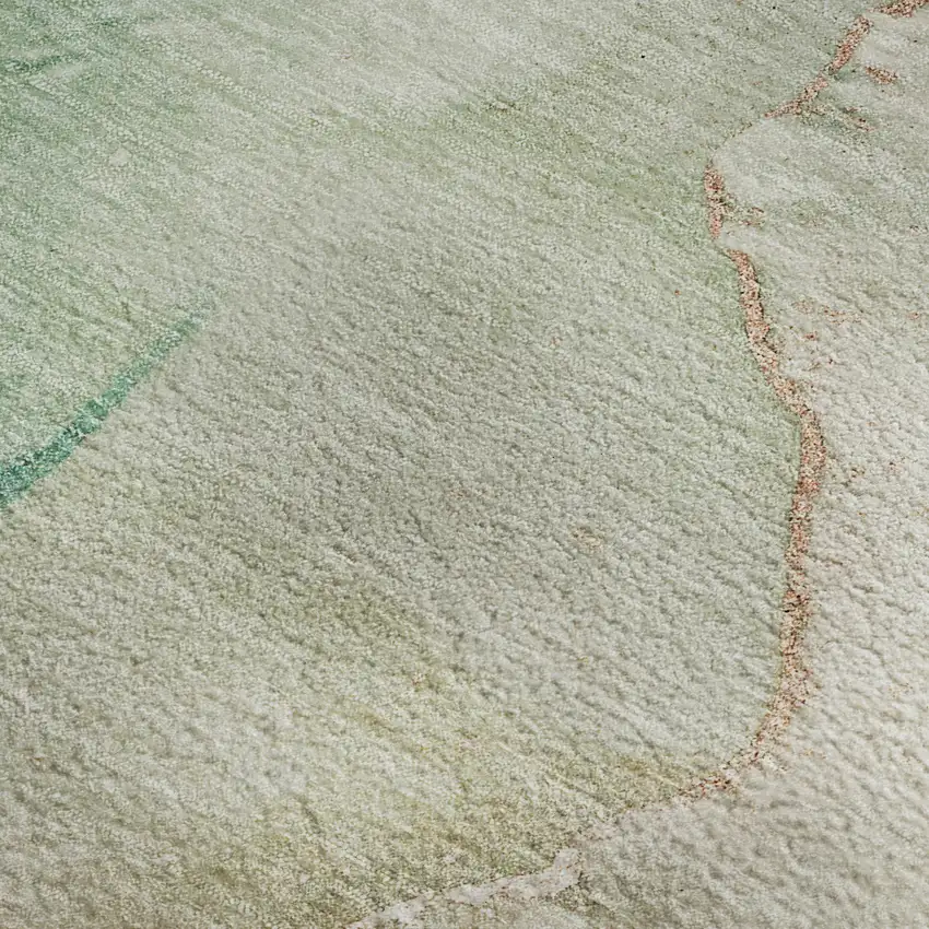 Teal Ivory And Brown Abstract Washable Area Rug With UV Protection Photo 4