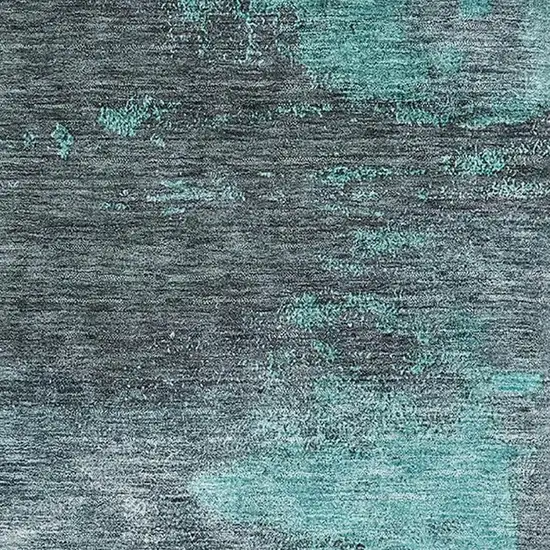 Teal Ivory And Charcoal Abstract Washable Area Rug With UV Protection Photo 2