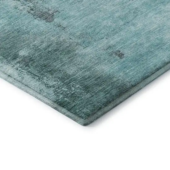 Teal Ivory And Charcoal Abstract Washable Area Rug With UV Protection Photo 7