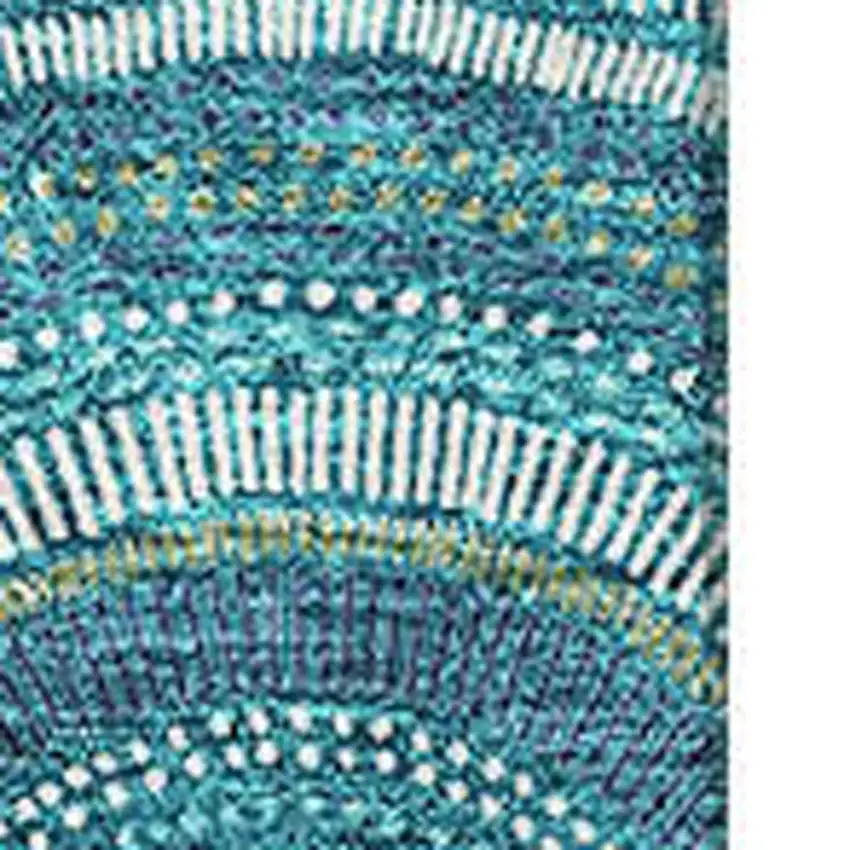 Teal Ivory And Fern Green Geometric Washable Area Rug With UV Protection Photo 2