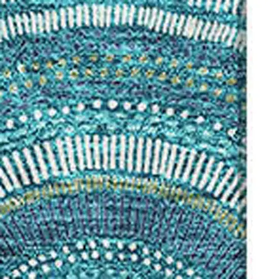 Teal Ivory And Fern Green Geometric Washable Area Rug With UV Protection Photo 2