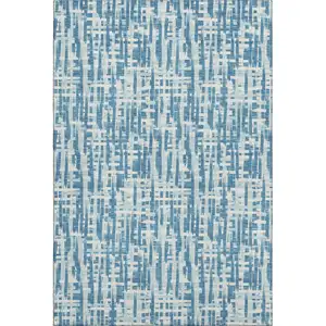 Photo of Teal Ivory And Gray Abstract Geometric Washable Area Rug With UV Protection