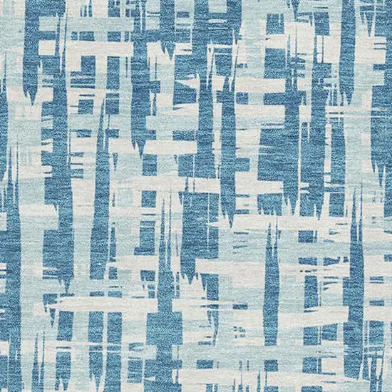 Teal Ivory And Gray Abstract Geometric Washable Area Rug With UV Protection Photo 2