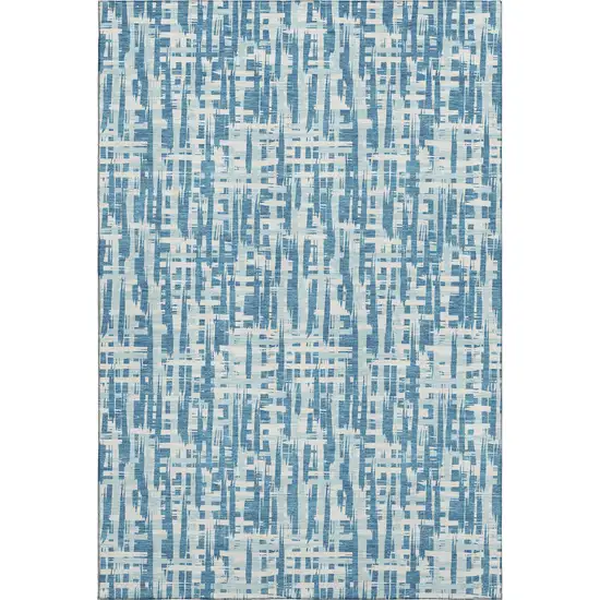 Teal Ivory And Gray Abstract Geometric Washable Area Rug With UV Protection Photo 1