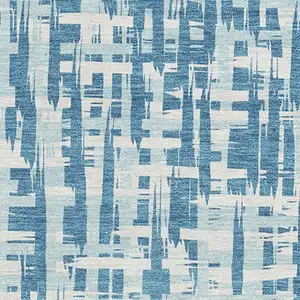 Photo of Teal Ivory And Gray Abstract Geometric Washable Area Rug With UV Protection