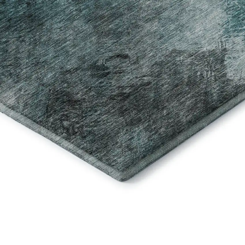 Teal Ivory And Gray Abstract Washable Area Rug With UV Protection Photo 7