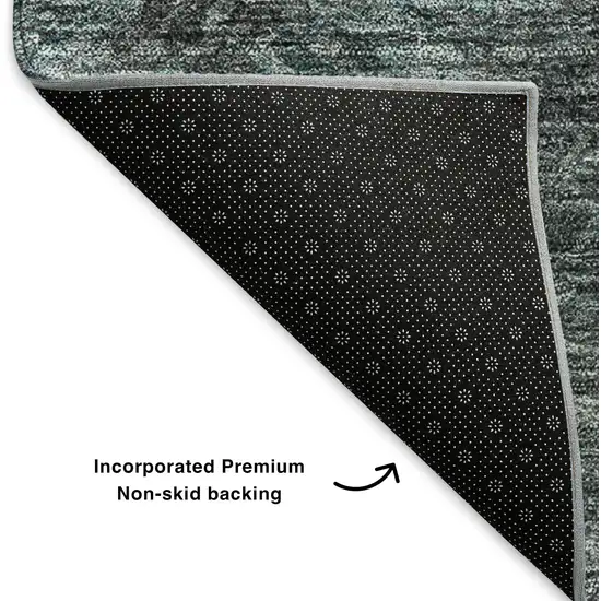 Teal Ivory And Gray Abstract Washable Area Rug With UV Protection Photo 6