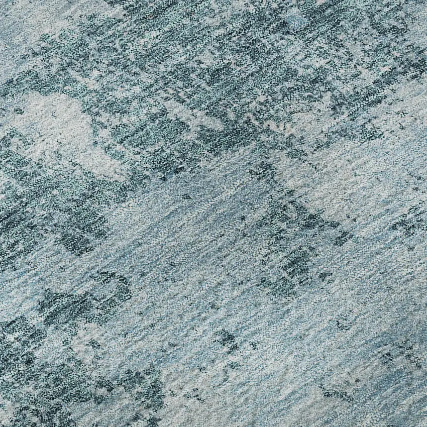 Teal Ivory And Gray Abstract Washable Area Rug With UV Protection Photo 9