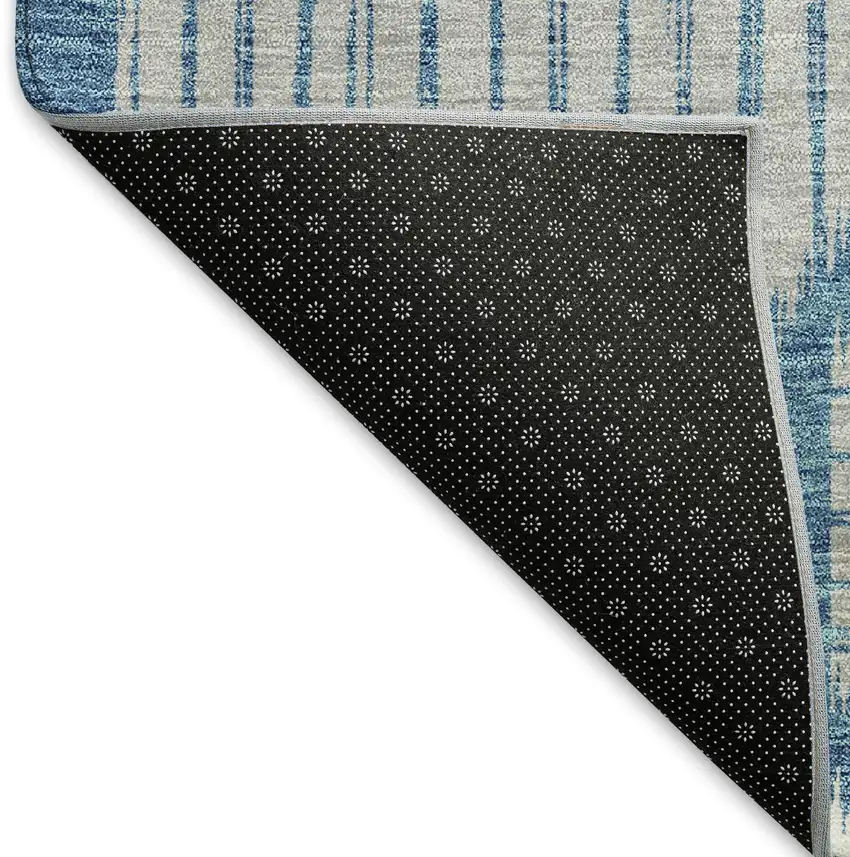 Teal Ivory And Gray Geometric Washable Area Rug With UV Protection Photo 6