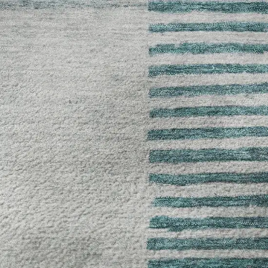 Teal Ivory And Gray Geometric Washable Area Rug With UV Protection Photo 3