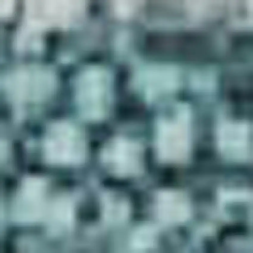 Teal Ivory And Gray Geometric Washable Area Rug With UV Protection Photo 1