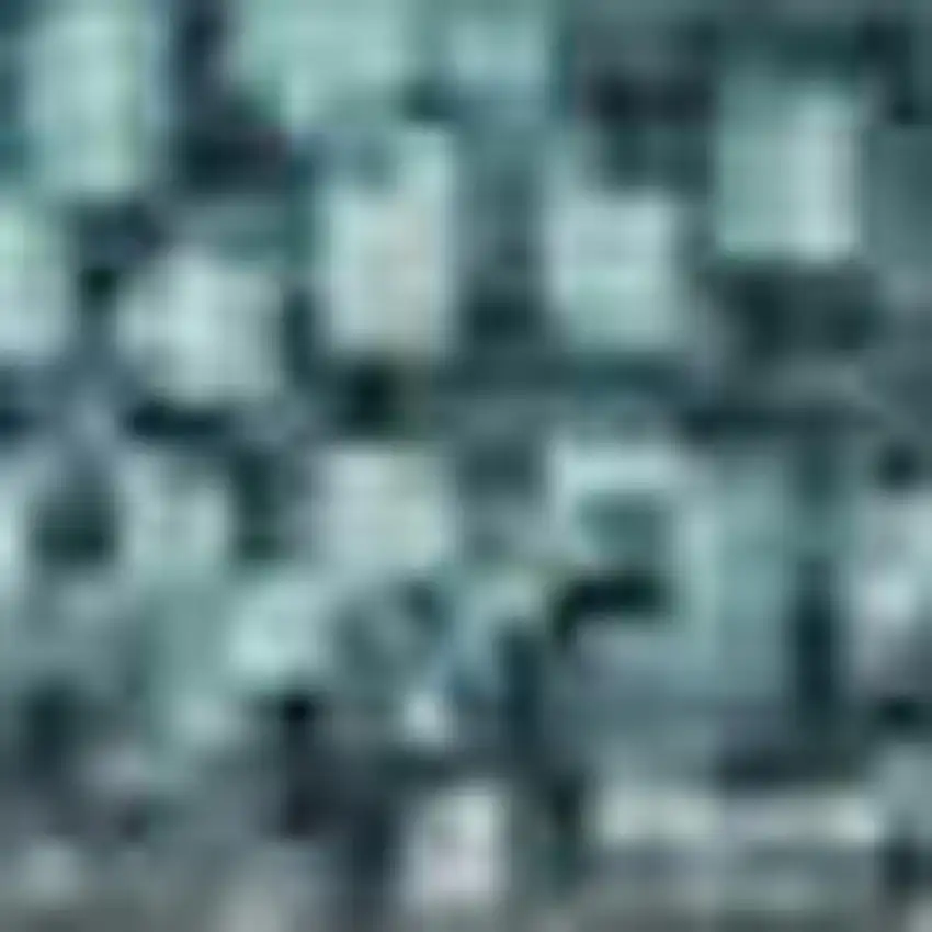 Teal Ivory And Gray Geometric Washable Area Rug With UV Protection Photo 1