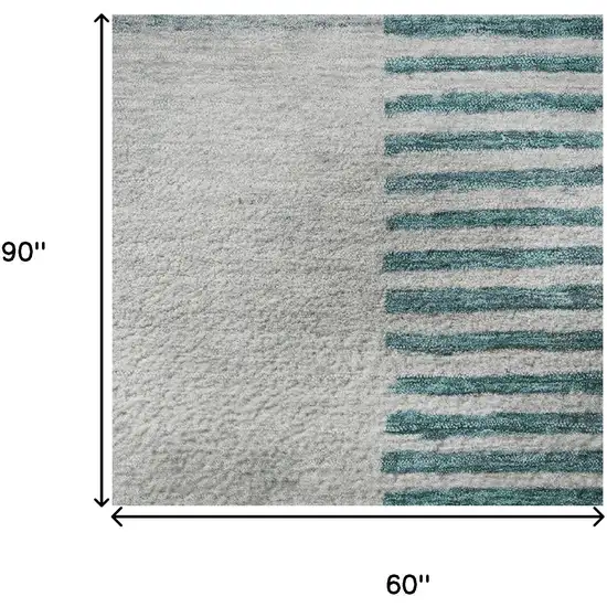 Teal Ivory And Gray Geometric Washable Area Rug With UV Protection Photo 9