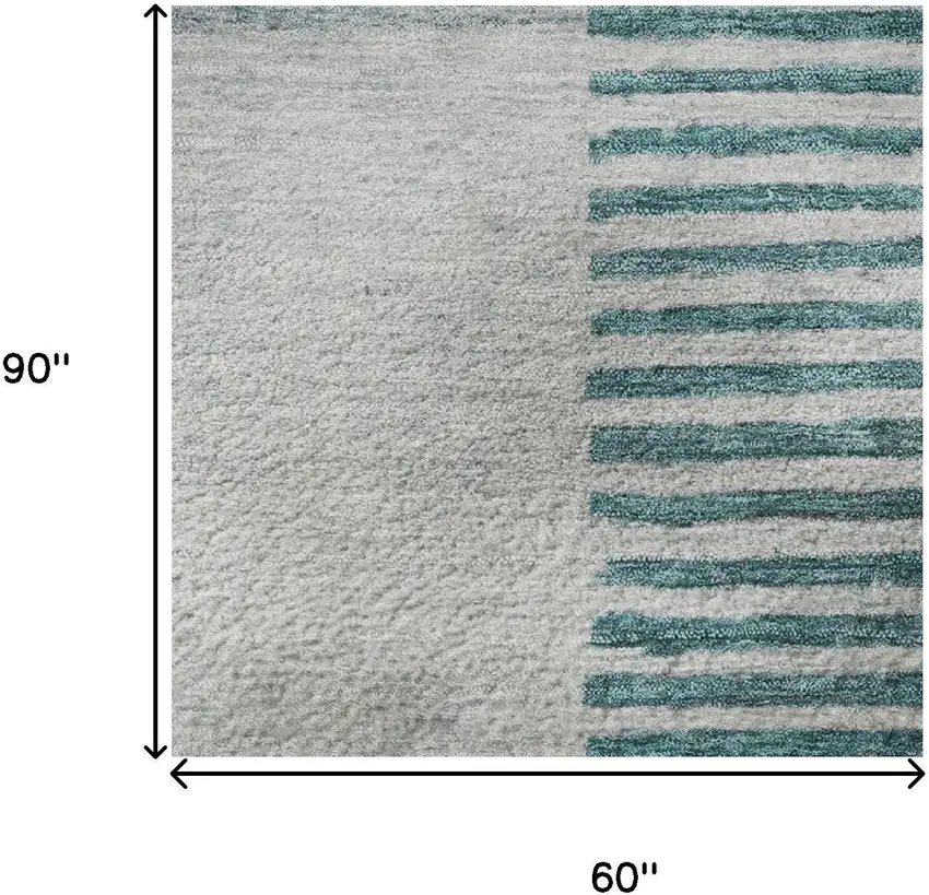 Teal Ivory And Gray Geometric Washable Area Rug With UV Protection Photo 9
