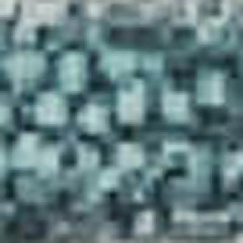 Teal Ivory And Gray Geometric Washable Area Rug With UV Protection Photo 3