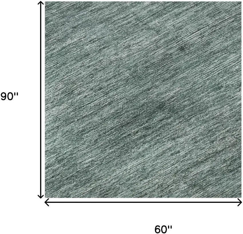 Teal Ivory And Gray Striped Washable Area Rug With UV Protection Photo 9