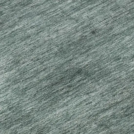 Teal Ivory And Gray Striped Washable Area Rug With UV Protection Photo 1