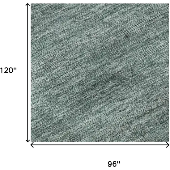 Teal Ivory And Gray Striped Washable Area Rug With UV Protection Photo 9