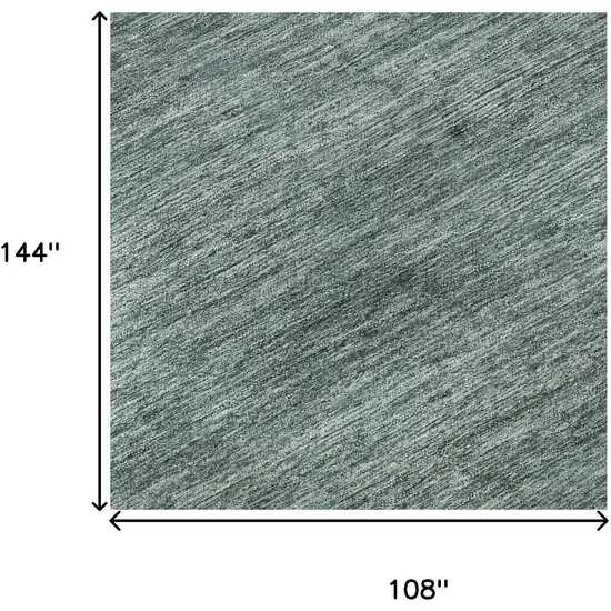 Teal Ivory And Gray Striped Washable Area Rug With UV Protection Photo 8