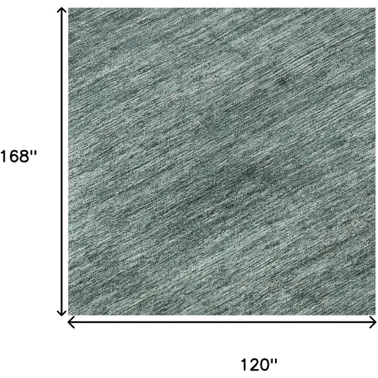 Teal Ivory And Gray Striped Washable Area Rug With UV Protection Photo 8